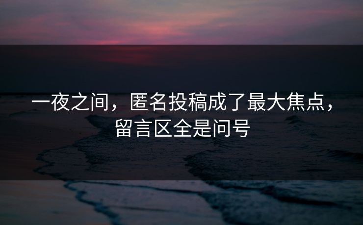 一夜之间，匿名投稿成了最大焦点，留言区全是问号