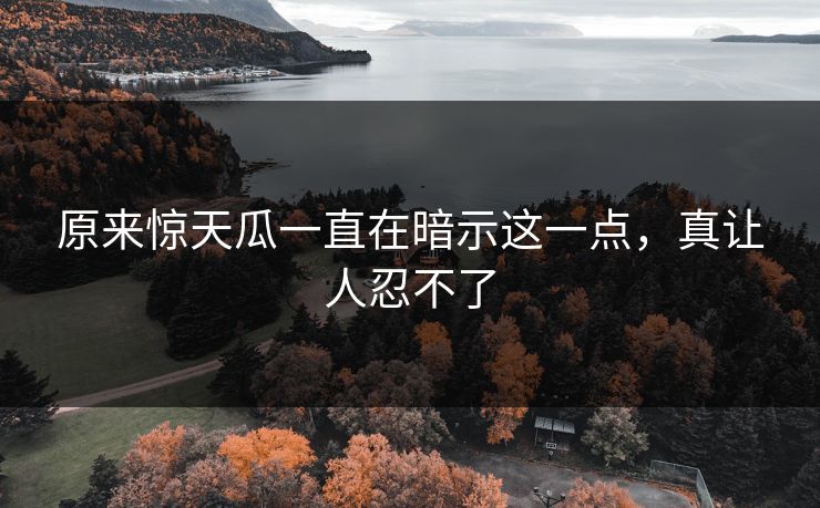 原来惊天瓜一直在暗示这一点，真让人忍不了