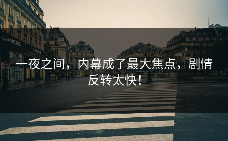 一夜之间，内幕成了最大焦点，剧情反转太快！