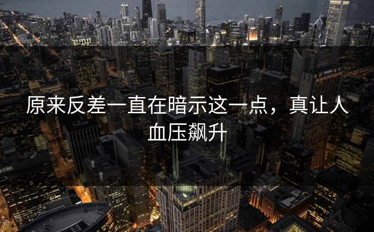 原来反差一直在暗示这一点，真让人血压飙升