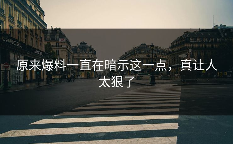 原来爆料一直在暗示这一点，真让人太狠了