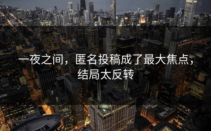 一夜之间，匿名投稿成了最大焦点，结局太反转
