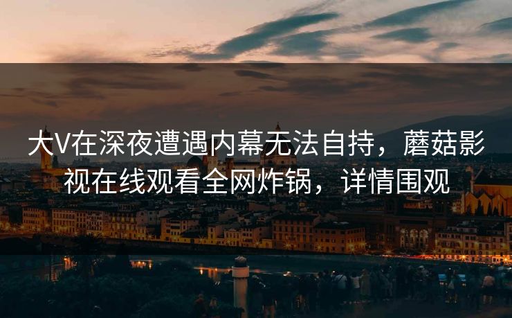 大V在深夜遭遇内幕无法自持，蘑菇影视在线观看全网炸锅，详情围观
