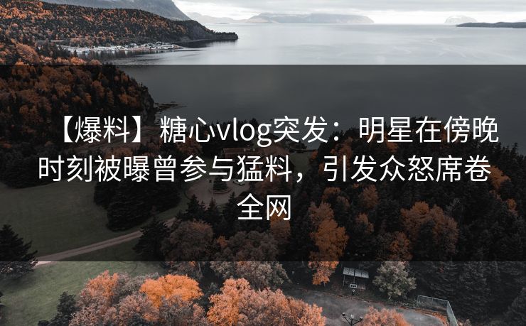【爆料】糖心vlog突发：明星在傍晚时刻被曝曾参与猛料，引发众怒席卷全网