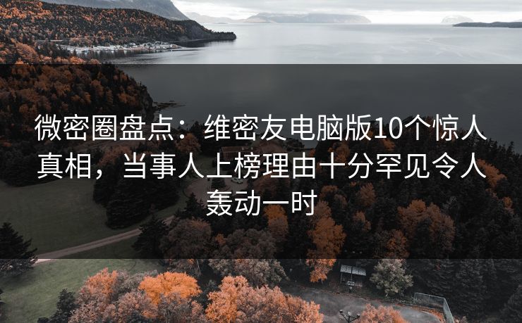微密圈盘点：维密友电脑版10个惊人真相，当事人上榜理由十分罕见令人轰动一时